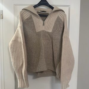 ZARA Women’s Textured Sweater with Quarter Zip - WORN ONCE